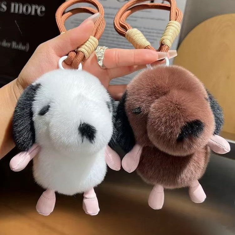 Fluffy Puppy Keychain with Braided Wrist Strap — QIUOLA | qiuola.com