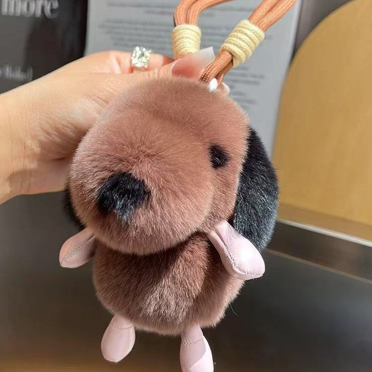 Fluffy Puppy Keychain with Braided Wrist Strap — QIUOLA | qiuola.com