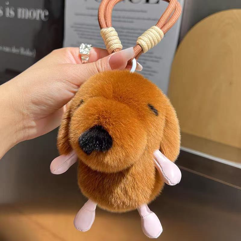 Fluffy Puppy Keychain with Braided Wrist Strap — QIUOLA | qiuola.com
