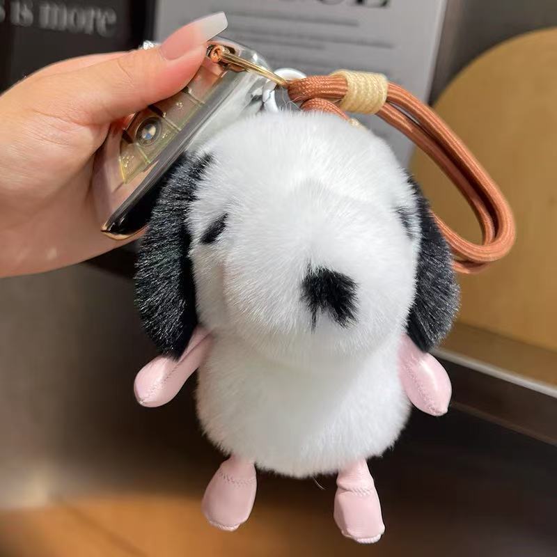 Fluffy Puppy Keychain with Braided Wrist Strap — QIUOLA | qiuola.com