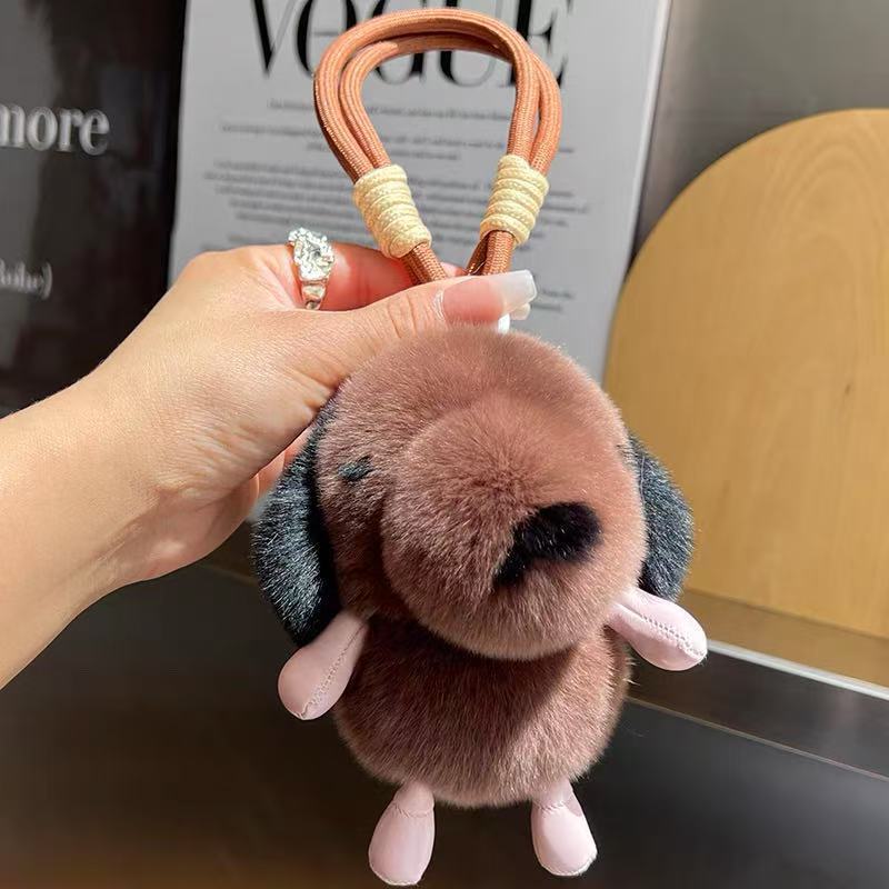 Fluffy Puppy Keychain with Braided Wrist Strap — QIUOLA | qiuola.com