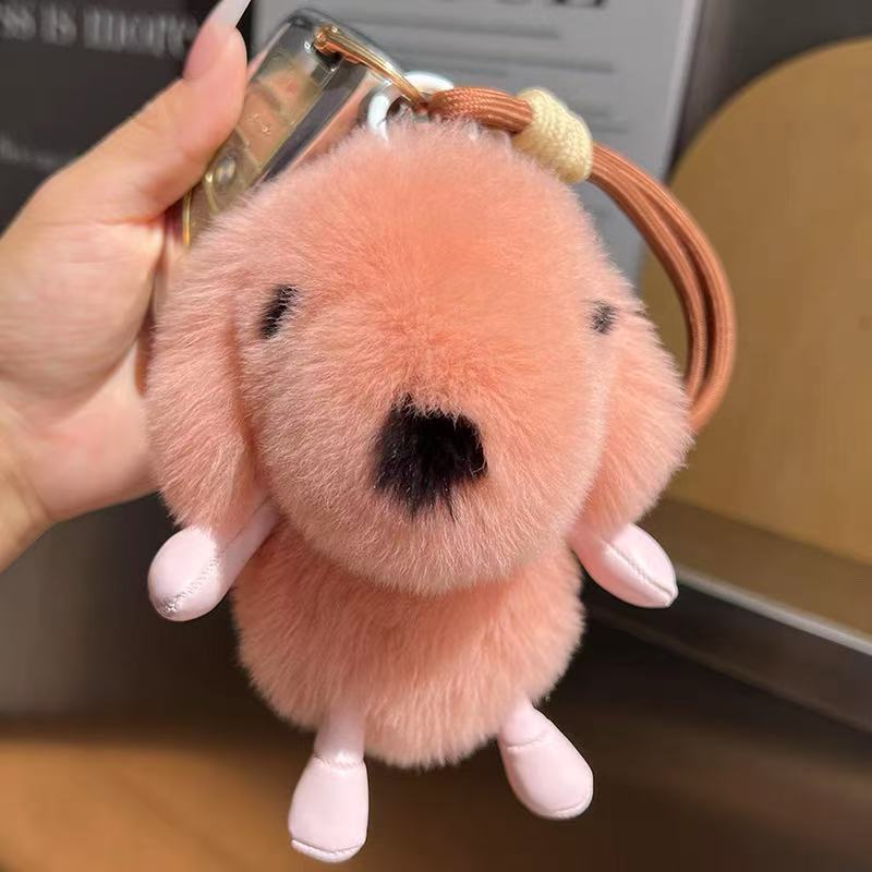 Fluffy Puppy Keychain with Braided Wrist Strap — QIUOLA | qiuola.com