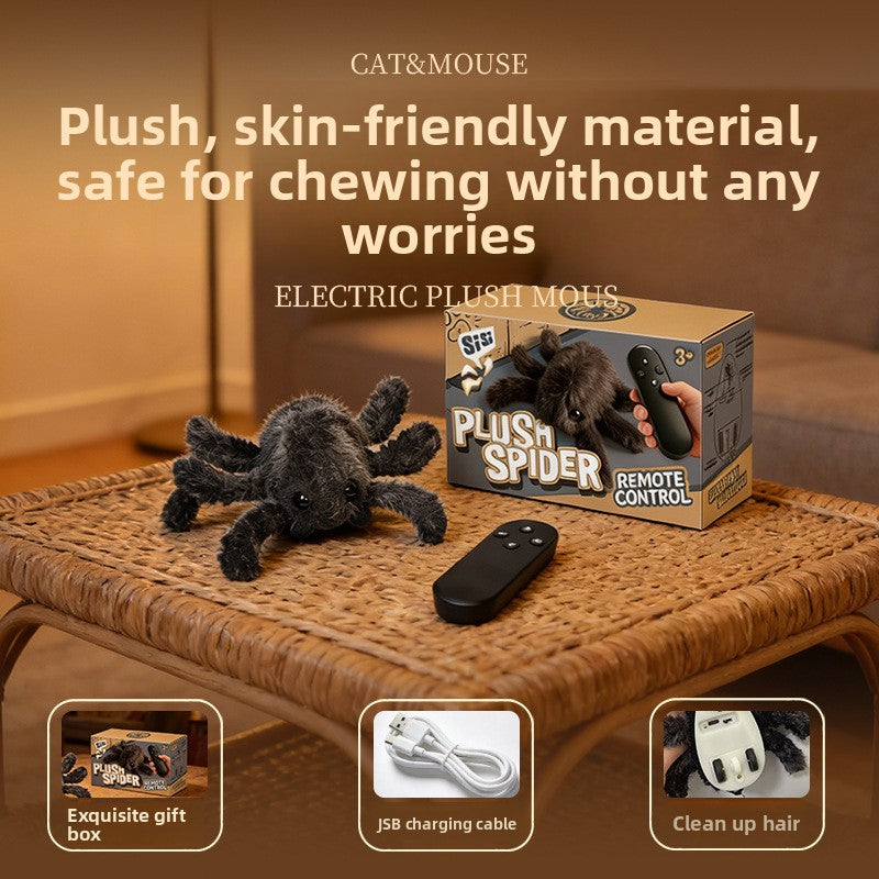 Interactive Plush Spider Cat Toy – USB or 2.4G Remote Version — QIUOLA | qiuola.com