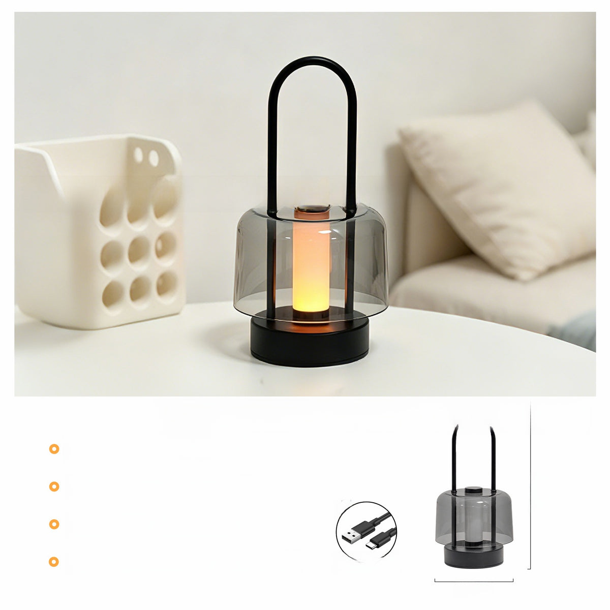 USB Rechargeable LED Lantern with Flame Effect — QIUOLA | qiuola.com