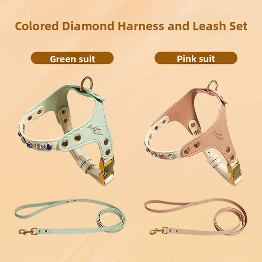 Adjustable PU Leather Small Dog Harness & Leash Set – XS–M — QIUOLA | qiuola.com