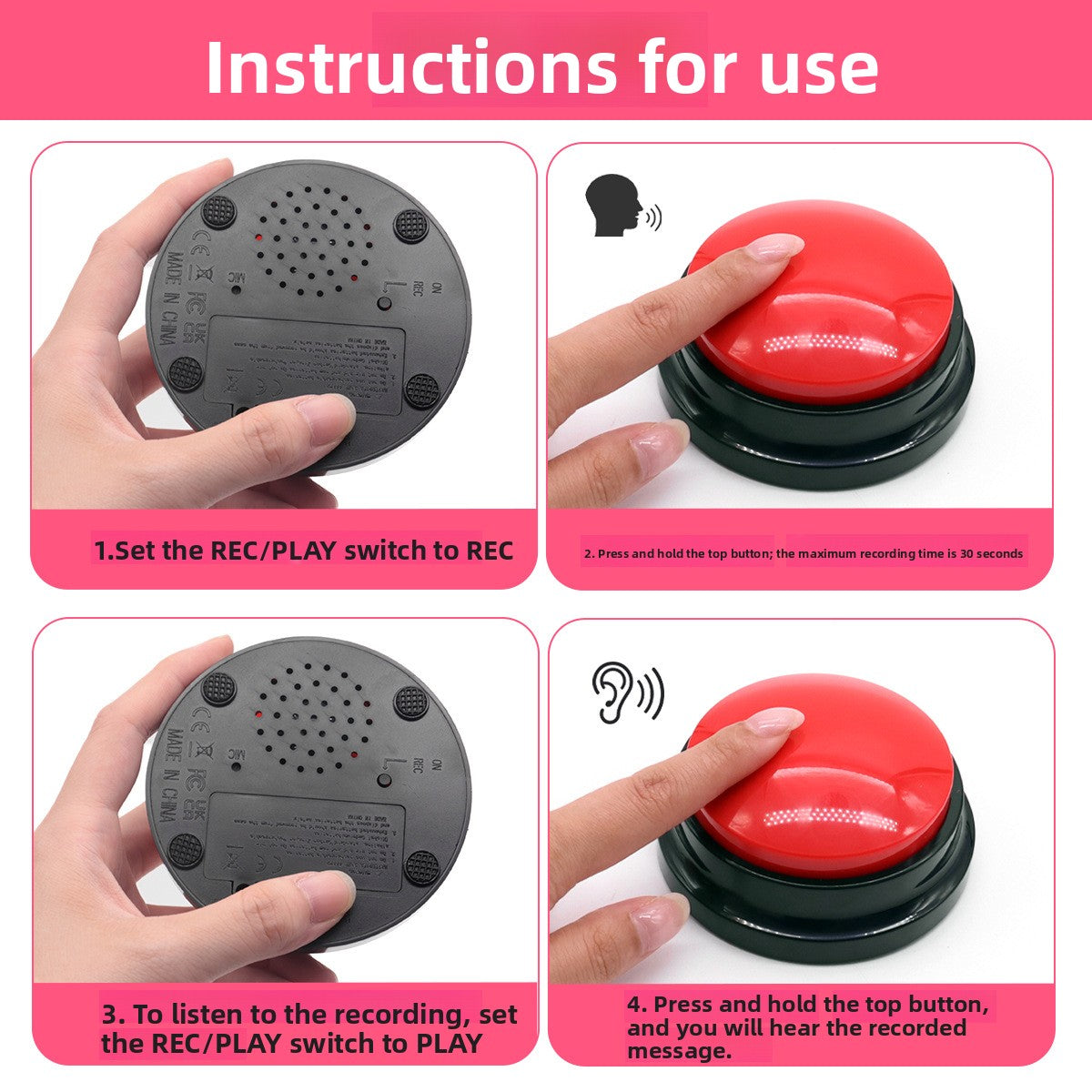 Recordable Pet Training Button for Dogs & Cats — QIUOLA | qiuola.com