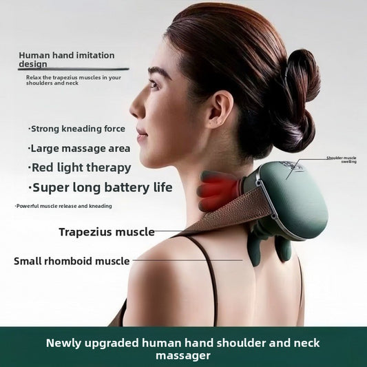Rechargeable Neck & Shoulder Massager with Heat, Green — QIUOLA | qiuola.com
