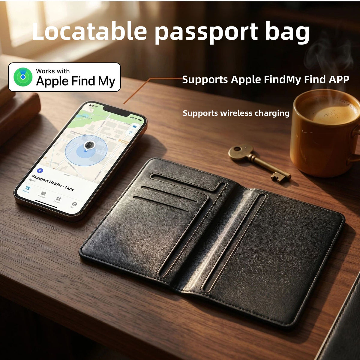 Black Passport Holder with Tracking Feature — QIUOLA | qiuola.com