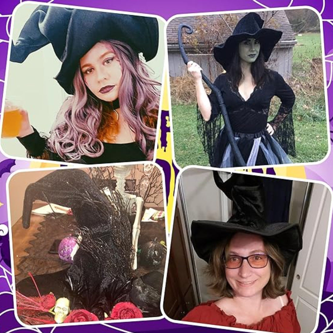 Velvet Witch Hat with Decorations for Halloween Party Costume Accessory — QIUOLA | qiuola.com