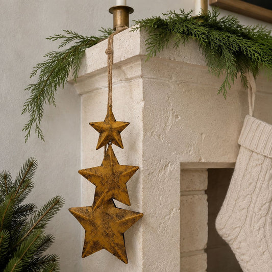 Vintage-Style Metal Star Christmas Ornaments – Set of 3 — QIUOLA | qiuola.com