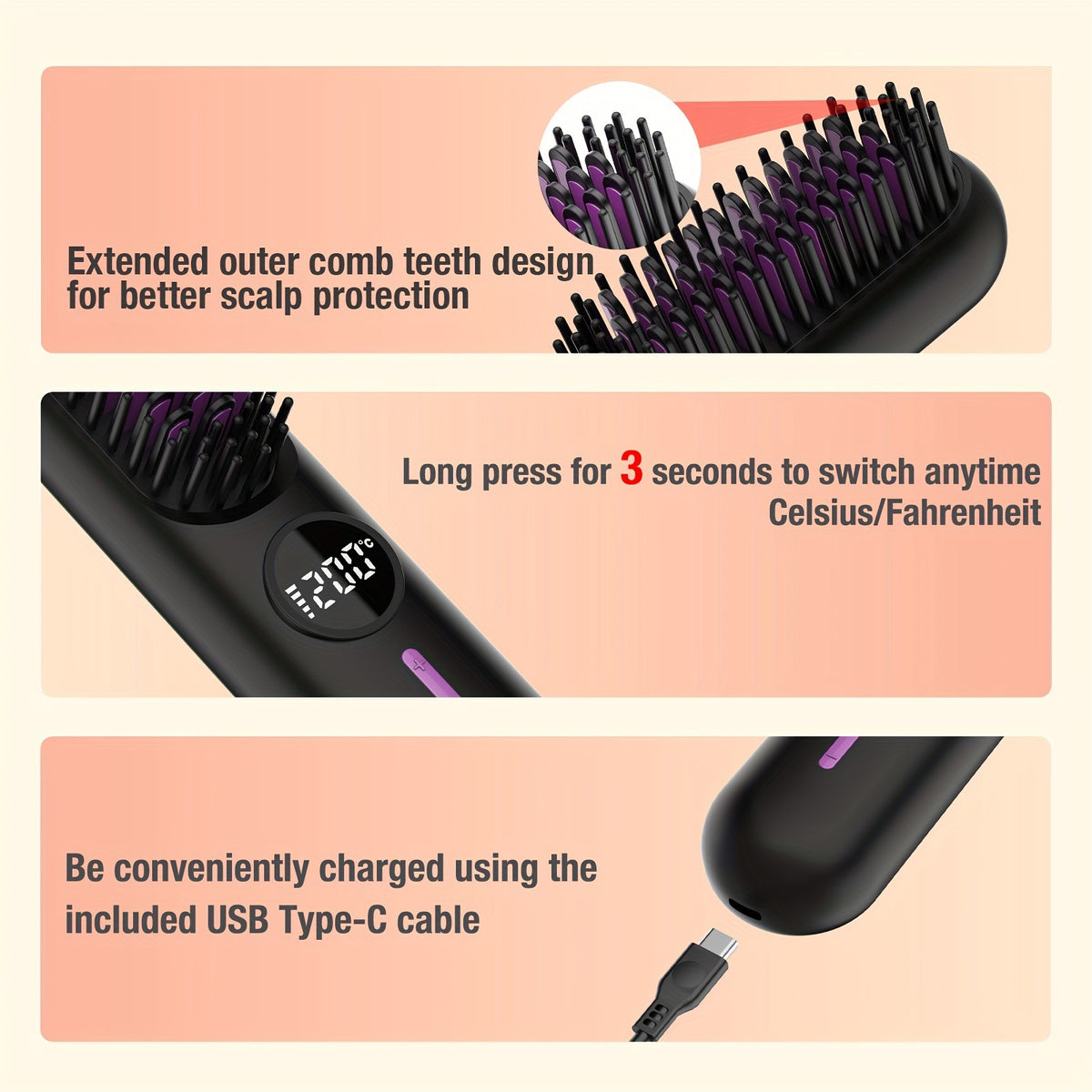 Cordless Hair Straightening Comb – 7 Heat Settings — QIUOLA | qiuola.com
