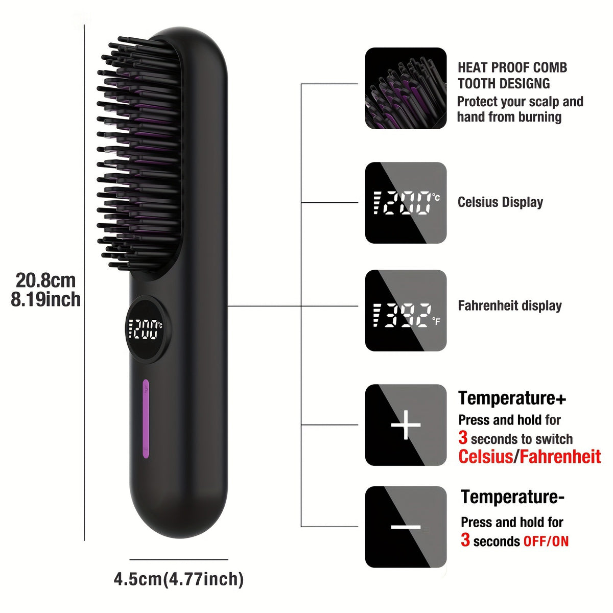 Cordless Hair Straightening Comb – 7 Heat Settings — QIUOLA | qiuola.com