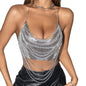 Women's Metallic Chain Halter Crop Top – Silver & Gold — QIUOLA | qiuola.com