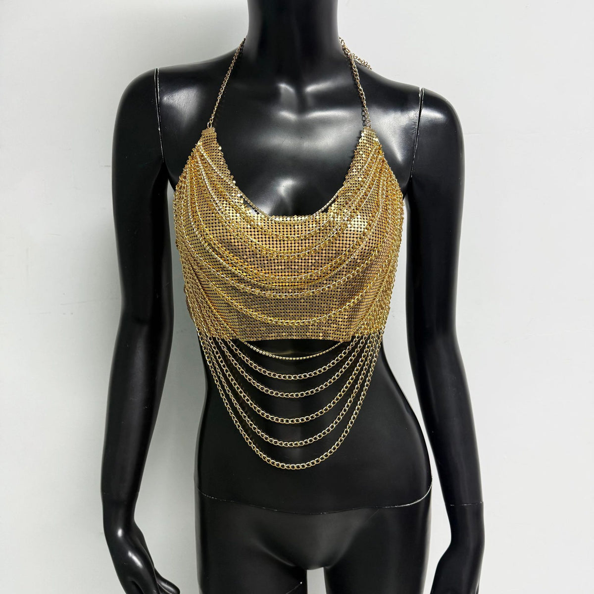 Women's Metallic Chain Halter Crop Top – Silver & Gold — QIUOLA | qiuola.com