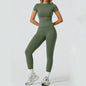 Women's Two-Piece Yoga Set – Short-Sleeve Top & Straight-Leg Pants — QIUOLA | qiuola.com