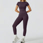 Women's Two-Piece Yoga Set – Short-Sleeve Top & Straight-Leg Pants — QIUOLA | qiuola.com