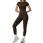 Women's Two-Piece Yoga Set – Short-Sleeve Top & Straight-Leg Pants — QIUOLA | qiuola.com