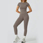Women's Two-Piece Yoga Set – Short-Sleeve Top & Straight-Leg Pants — QIUOLA | qiuola.com