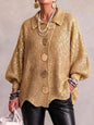 Women's Relaxed-Fit Long-Sleeve Knit Sweater with Button Detail — QIUOLA | qiuola.com